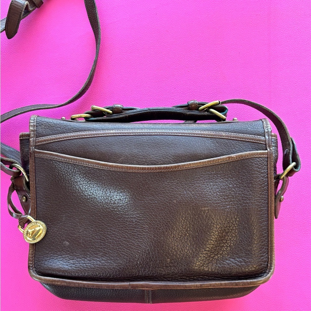 Dooney & Bourke toggle Flap Shoulder Bag AWL Leather USA made Brown Vintage - Picture 6 of 11